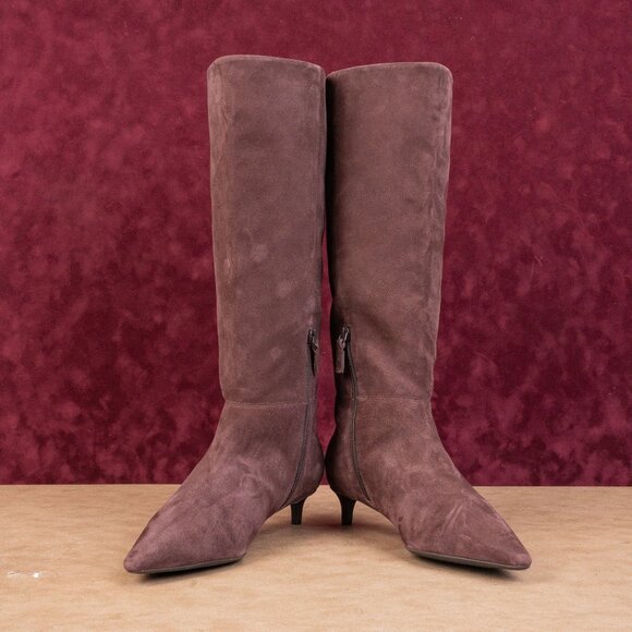 Cole Haan Women Go to Janece Plum Suede GrandOS Zip Pointy Knee Boots sz 10 - Picture 2 of 9